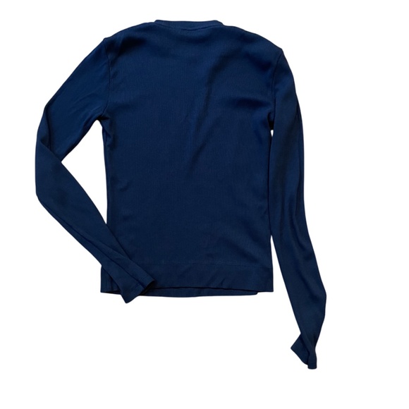 THEORY darkest Navy ribbed substantial long sleeve tee S $85 - Picture 1 of 4